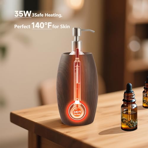 NOVAL Professional Massage Oil Warmer Heater with Leak Proof Aluminum Bottle 8.5 Fl.OZ 140¡ÆF Max Temperature Wood Grain Design for Salons and Home Spa