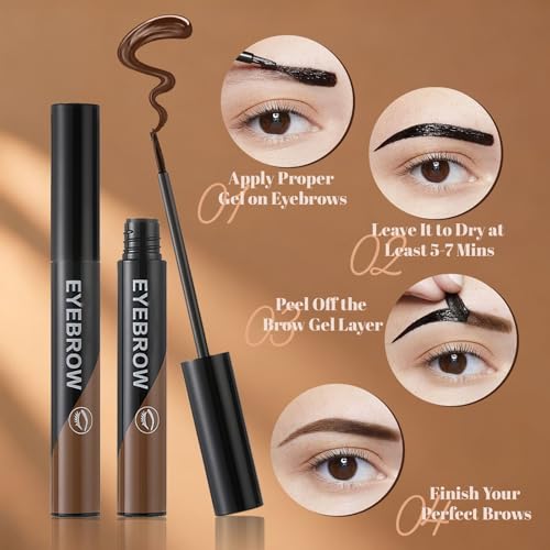 Peel Off Eyebrow Gel - Long-Lasting Waterproof Brow Tint, Dark Brown
