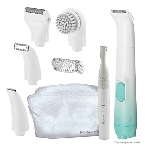 Remington Bikini Trimmer Kit - 8 Piece Cordless Grooming Set for Sensitive Skin - White/Green