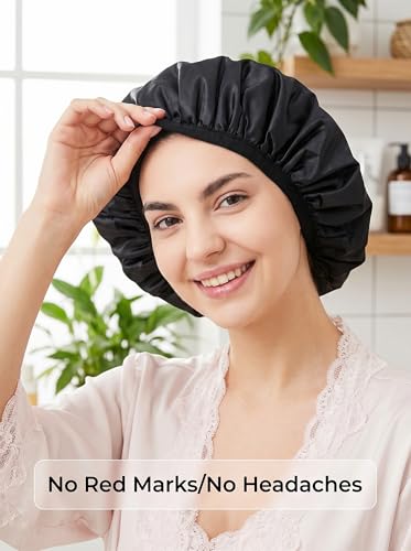 Aquior Extra Large Terry Lined Waterproof Shower Cap for Women