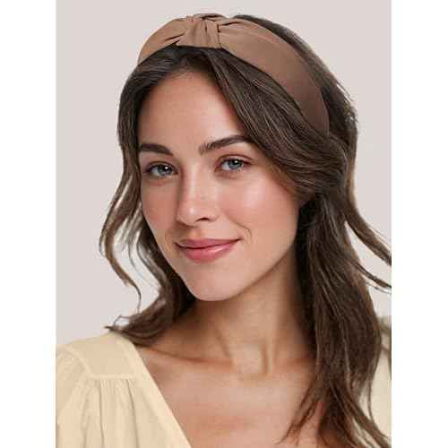 Sunolga 7 Pack Brown Headbands for Women Girls Non Slip Floral Padded Hairbands Cute Pearl Head bands Wide Headbands Trendy Hair Accessories