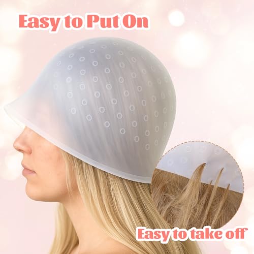 Silicone Hair Highlighting Cap Kit with Hook Needle & Dual Combs
