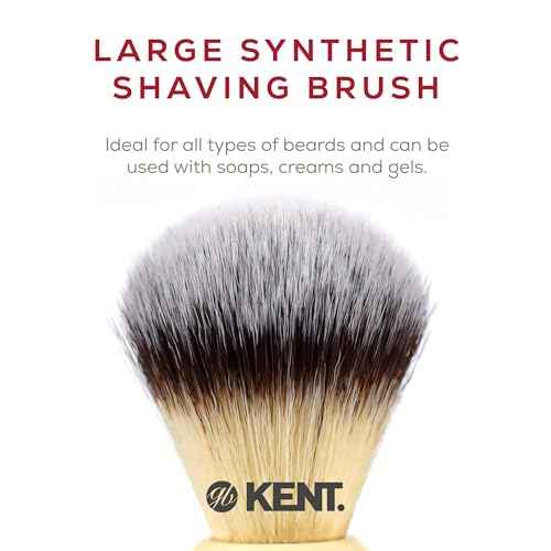 Kent BK8S Shaving Brush with Ultra-Soft Silvertext Synthetic Bristles and Faux Ivory Resin Handle to use with Shave Cream or Soap for a Perfect Lather. Luxury Shaving Since 1777, Made in England