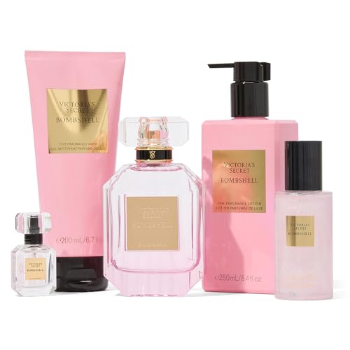 Victoria's Secret Bombshell Ultimate Fragrance 5 Piece Gift Set: Eau de Parfum, Mist, Lotion & Wash