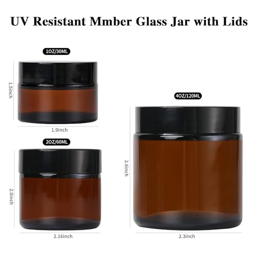 ZIYIZE Amber Glass Jars with Lids 4 Pack 1oz Small Travel Storage Containers