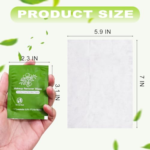 Makeup Remover Wipes Bulk Individually Wrapped,Travel Makeup Wipes Individual Makeup Remover Wipes Bulk Gentle Cleansing Makeup Remover Wipes for Face Cleansing Mascara Lipstick Travel (50, Aloe Vera)