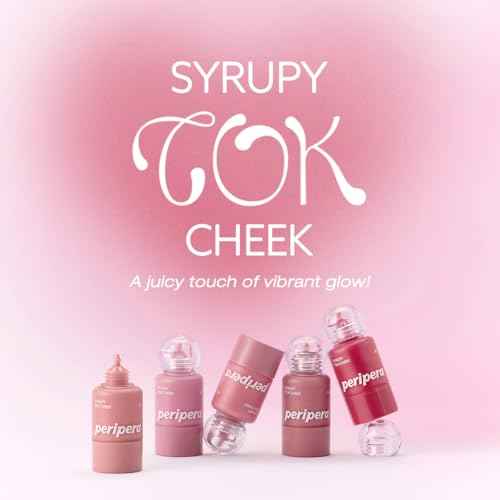PERIPERA SYRUPY TOK CHEEK 5 Colors, Liquid Blush, Dewy Finish and Hydrates All day, Soft Velvet Texture Face Cheek Tint (02 MILKY LAVENDER, One Size)