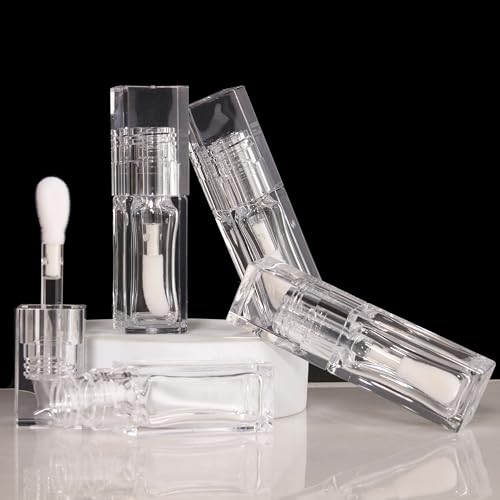 COSIDEA 18pcs Empty 6ml Square Clear PETG lip gloss tubes big deo foot wand lipgloss tube container for lip oil