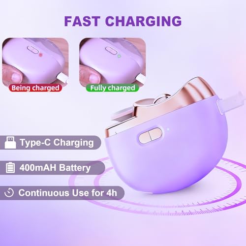 Electric Nail Clipper, 2 in 1 Electric Nail Clippers for Seniors and Adults, Baby Automatic Nail Clipper with Polishing, Light & Storage, Smart Nail Clipper 2-Speed for Fingernail(Purple)