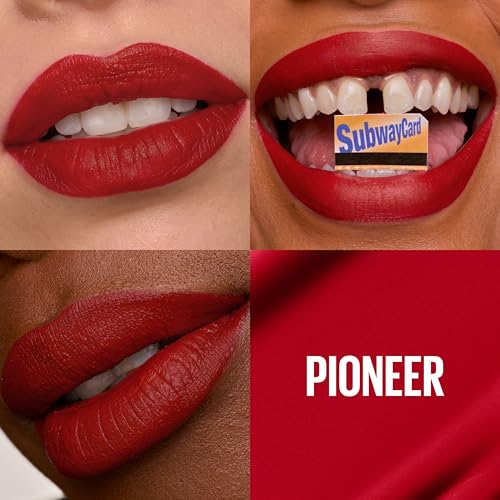 MAYBELLINE Super Stay Matte Ink Liquid Lipstick Makeup, Long Lasting High Impact Color, Up to 16H Wear, Pioneer, Blue Red, 1 Count, Packaging May Vary (Pack of 2)