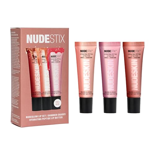 Nudestix Hydrating Peptide Lip Butter Trio – Glossy Lip Balm Kit