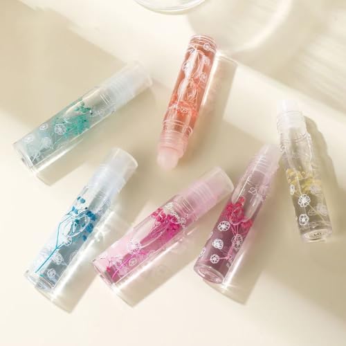 Flower Jelly Lip Oil Set - 6 Pack Rollerball Lip Gloss