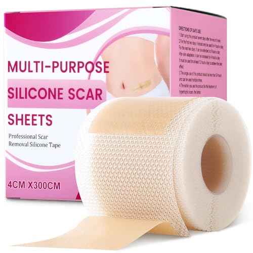 Silicone Scar Sheets & Tape (1.6" x 120"-3M) - Reusable Soft Medical Grade Silicone Strips Patches for Surgical, Keloid, Acne, Burn, C - Section, Facial & Face Skin Scars