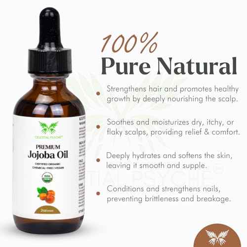 USDA Certified Organic Jojoba Oil (2 Oz) 100% Pure Natural, Chemical-Free, Hexane-Free, Hair Growth, Scalp Care, Skin Hydration, Nails Natural Beauty Enhancement, Anti-Aging