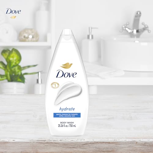 Dove Hydrate Body Wash 4-Pack - Moisturizing & Fragrance-Free, 25.36 Fl Oz Each