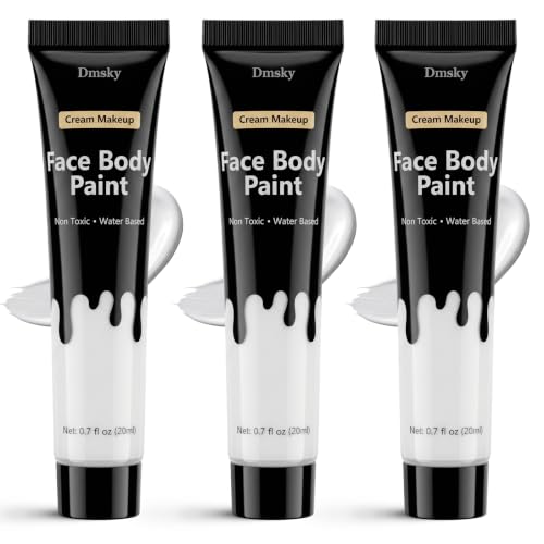 3-Pack White Face Paint Tube Kit, 0.7 fl oz Each