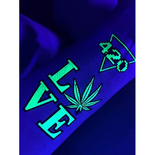 Temporary Blacklight tattoos- Neon Green Weed 420 leaf Design Body UV Blacklight Reactive Rave Festival Music EDC EDM Party Tattoo