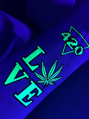 Neon Green UV Blacklight Temporary Tattoos | 3-5 Day Glow