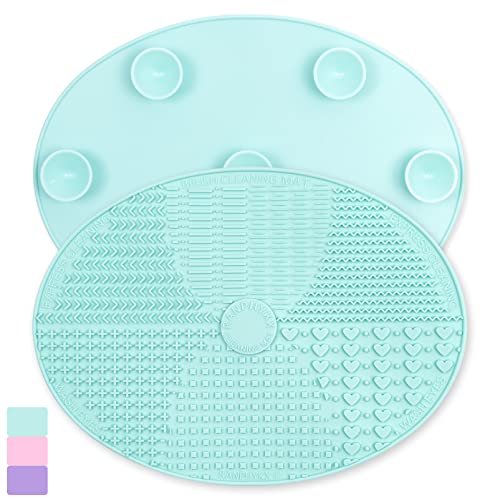Makeup Brush Cleaner Mat Silicone Large Green Cleaning Pad with Suction Cup