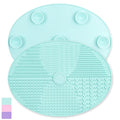 Makeup Brush Cleaner Mat Silicone Large Green Cleaning Pad with Suction Cup