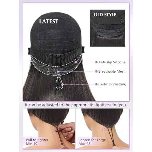 Bob Glueless Wigs Human Hair Pre Plucked Pre Cut 6x4 HD Lace Front Wigs Wear and Go Short Straight Bob Wigs for Black Women 150% Density Natural Black for Daily Use 12 Inch