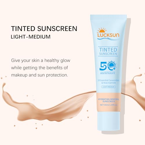 Tinted Mineral Sunscreen SPF 50-2-in-1 Makeup & Sunscreen for Natural Glow, Broad Spectrum Protection + Skincare Benefits All Skin Types (#002, 1.69 Fl Oz (Pack of 1))