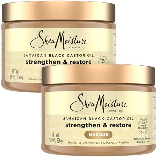 SheaMoisture Hair Mask 2-Pack ? Jamaican Black Castor Oil Strengthen & Restore Masque for Repairing Dry, Damaged Hair, 12 Oz Ea