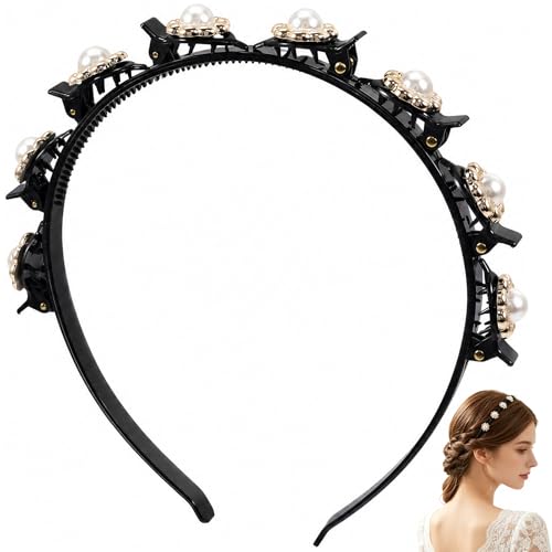 Pearl Headband with Clips - Double Layer Hair Styling Tool