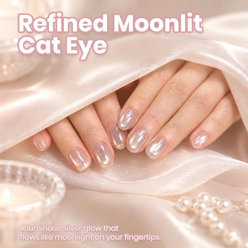Beetles Moonlit Veil Silver Cat Eye Gel Nail Polish - 15ml Sheer Magnetic