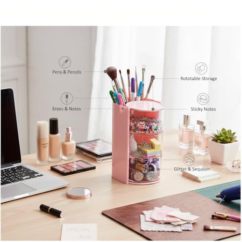 3-Layer Clear Hair Accessories Organizer with Brush Holder