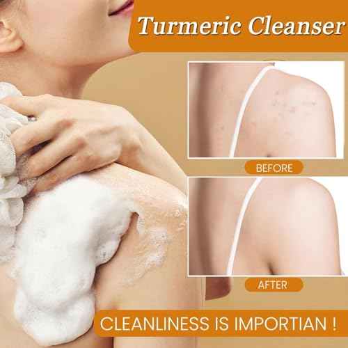 4PCS Turmeric Wash and Cleaning Care Three Piece Kit,Turmeric Trio: Facial Wash, Turmeric Soap Bar & Turmeric Cleansing Exfoliating Pads, Face & Body Cleansing Skincare Set