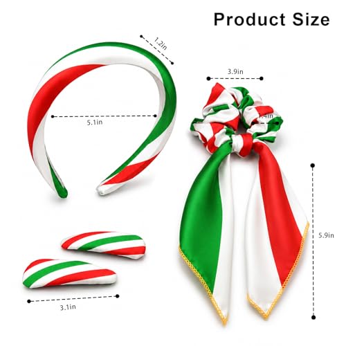 Italy Flag Hair Accessory Set - 4-Piece Headband & Clips