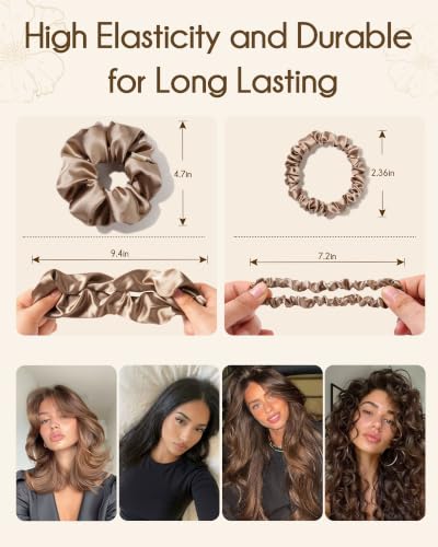YANIBEST Satin Hair Scrunchies & Ties 8 Pack - Gentle, Frizz-Reducing Hair Accessories