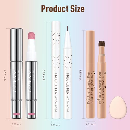 Freckle Blush Makeup Kit: Waterproof Pen, Liquid Blush & Stamp