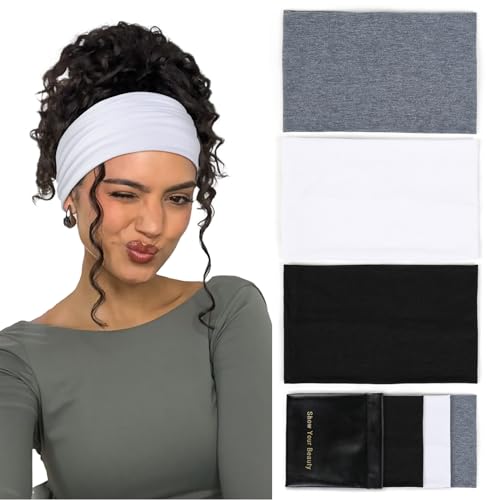 Wide Boho Headbands for Women - Non-Slip Elastic Cotton Spandex