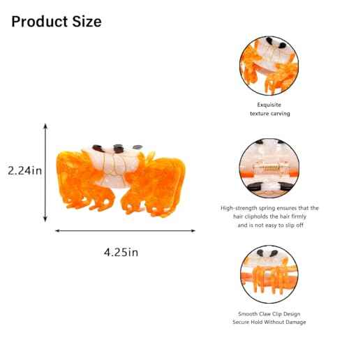 Crab Hair Clips, fun Hair Clips for women Girls, cute beach claw clips Acetate Marine Hair Accessories Gift