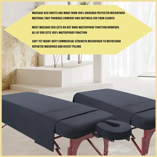 4 Sets Microfiber Massage Table Sheet Sets 3 Pcs Massage Bed Cover Soft Wrinkle Free Includes Massage Fitted Sheet,Massage Sheets and Face Cradle Cover for SPA Beauty Salon Tattoos (Black)
