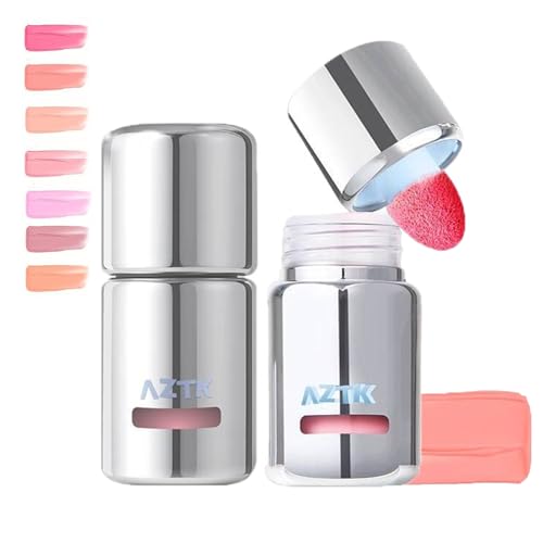 Aztk Liquid Blush, Jelly Color Liquids Blushes with Sponge Head, Matte Nude Makeup Blusher Cream, Lasting, Lightweight, All-day Moisturizing and Smooth, Self-Contained Brush, Portable Makeup (JC06)