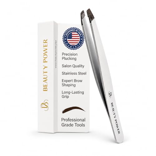 Beauty Power Slant Tip Precision Tweezers - Stainless Steel