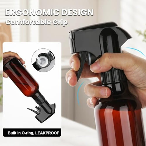 12oz Continuous Spray Bottles | Heavy Duty Mister for Hair, Plants & Cleaning (2-Pack)