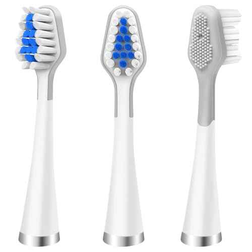 3-Count Toothbrush Replacement Heads Compatible with Watepik Complete Care 5.0/9.0 (CC-01/WP-861) with Tongue Scraper, STRB-3WW