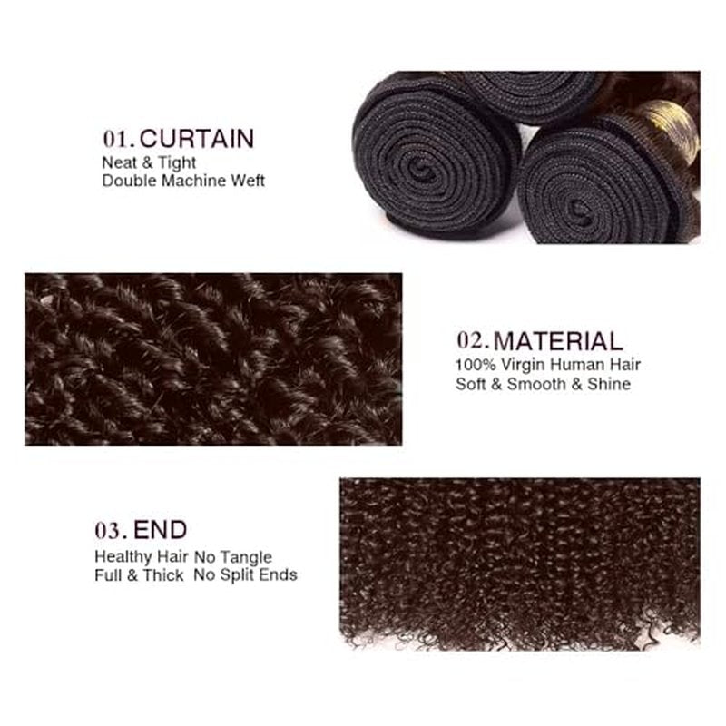 #4 Brown Kinky Curly Human Hair Bundles 16-20 inch