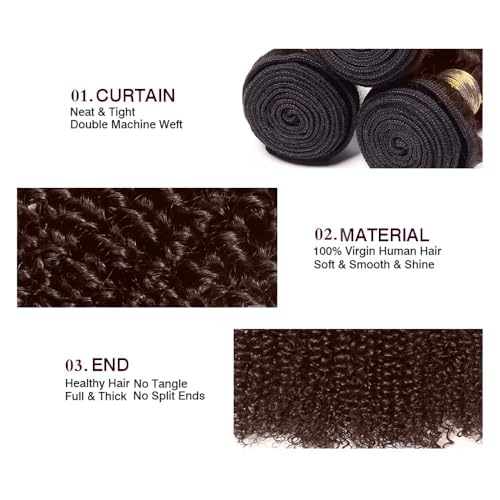 28 30 32 inch Color #4 Human Hair Bundle Chocolate Brown Kinky Curly