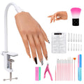 Nail Silicone Practice Hand For Acrylic Nails Training Fake Hand Nail Art Practice Tools Hand Tattooed Nail Jewelry Showcase Supplies Manicure Beginners suits