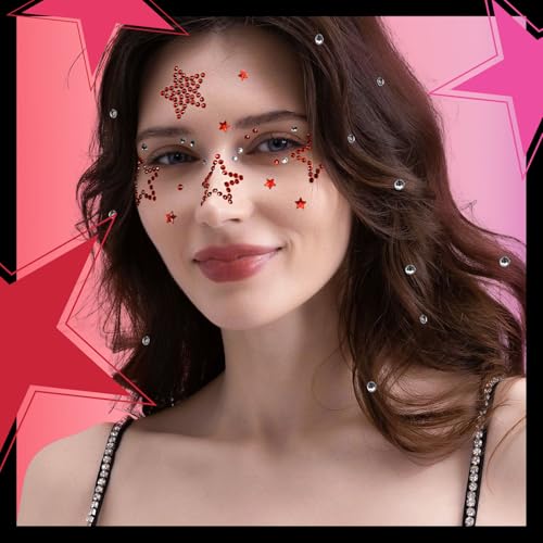 Self Adhesive Star Face Gems Stickers – 5 Sheets Y2K Rhinestone Jewels