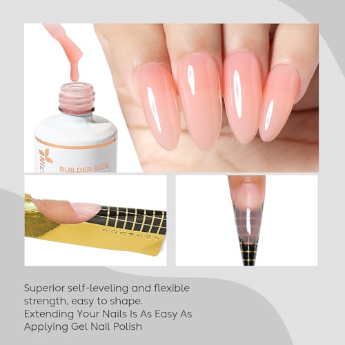 Nicedeco Builder Nail Gel 15ML 8 in 1 Builder Base Gel Clear Gel Nail Polish Strengthener Gel Hard Gel Builder Extension Nail Gel for Nail Art Design-007