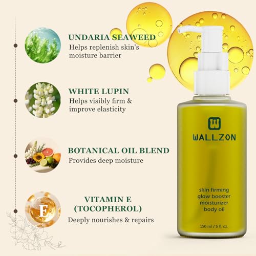 Firming & Moisturizing Body Oil for Women with Seaweed Extract, 5 oz After Shower Skincare Oil, Non-Greasy, Lightweight, Fast-Absorbing, Improves Skin Elasticity, Citrus Scent