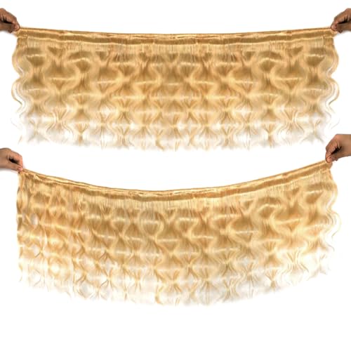 Honey Blonde Body Wave Hair Bundles - 100% Brazilian Remy, 3 Pack (18, 20, 22 Inch)