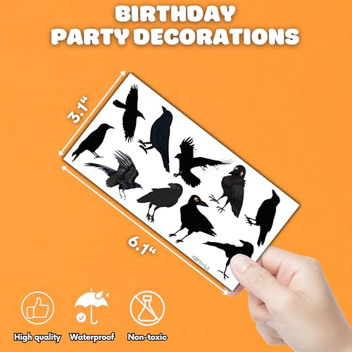 100 PCS Raven Crow Temporary Tattoos for Kids Halloween