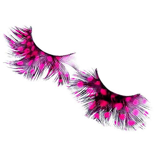 Magenta Dot Feather Eyelashes – Tropical Pattern False Lashes